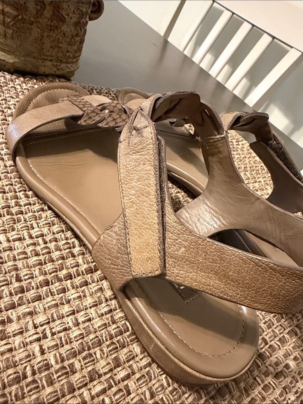 Ecco Women's Beige Braided Leather Slingback Sandals - Picture 3 of 5